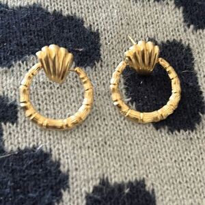 Elegant 14K Gold Shell Hoop Earrings